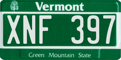 VT license plate XNF397