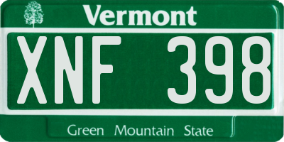VT license plate XNF398