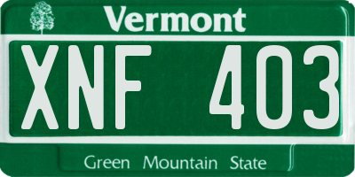 VT license plate XNF403