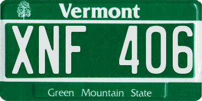 VT license plate XNF406