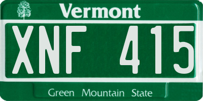 VT license plate XNF415