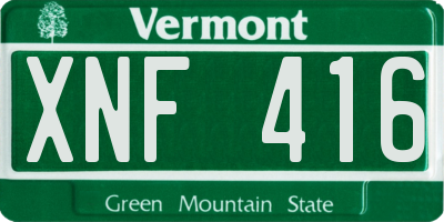 VT license plate XNF416