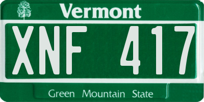 VT license plate XNF417