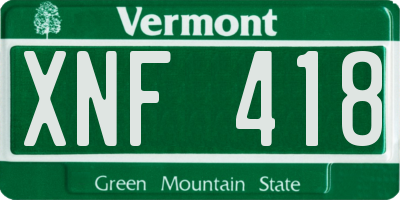 VT license plate XNF418