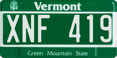 VT license plate XNF419