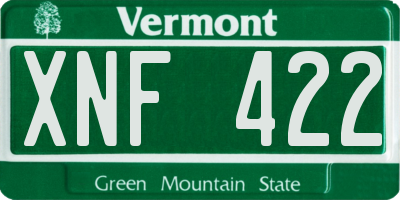 VT license plate XNF422