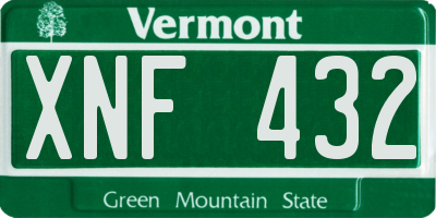 VT license plate XNF432