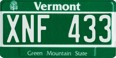 VT license plate XNF433