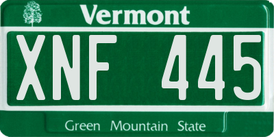 VT license plate XNF445