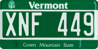 VT license plate XNF449