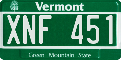 VT license plate XNF451