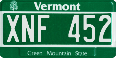 VT license plate XNF452