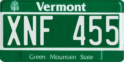 VT license plate XNF455
