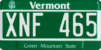 VT license plate XNF465