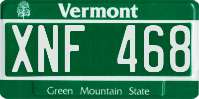 VT license plate XNF468