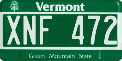 VT license plate XNF472
