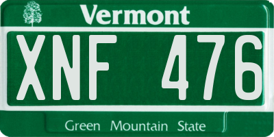 VT license plate XNF476