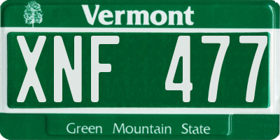 VT license plate XNF477