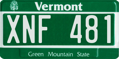 VT license plate XNF481