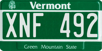 VT license plate XNF492