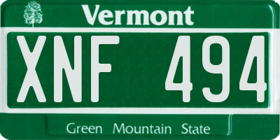 VT license plate XNF494