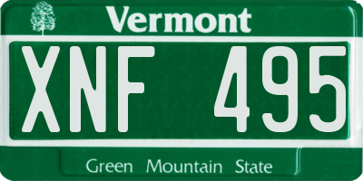 VT license plate XNF495