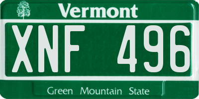 VT license plate XNF496