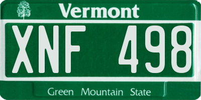 VT license plate XNF498