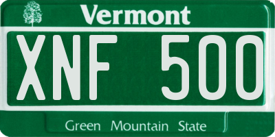 VT license plate XNF500