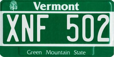 VT license plate XNF502