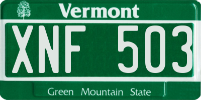 VT license plate XNF503