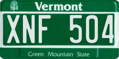 VT license plate XNF504
