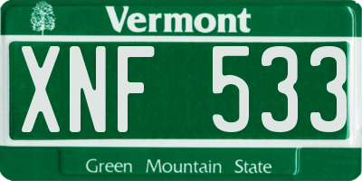 VT license plate XNF533