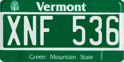 VT license plate XNF536