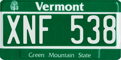 VT license plate XNF538