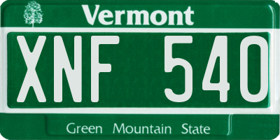 VT license plate XNF540