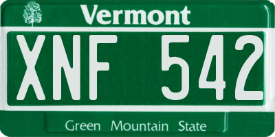 VT license plate XNF542