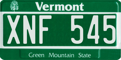VT license plate XNF545