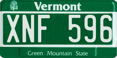 VT license plate XNF596
