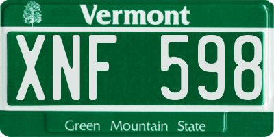 VT license plate XNF598