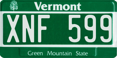 VT license plate XNF599