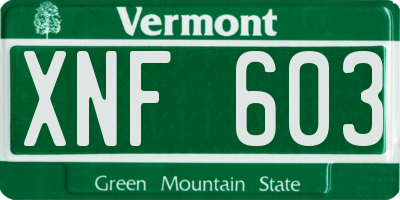 VT license plate XNF603