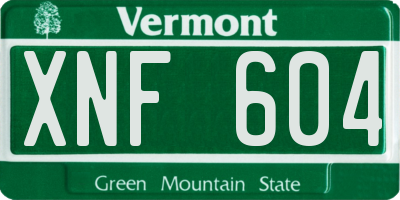 VT license plate XNF604