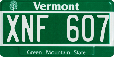 VT license plate XNF607