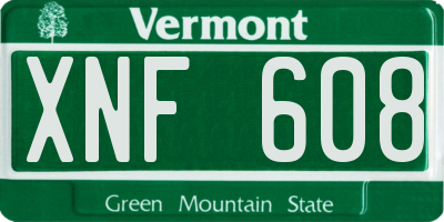 VT license plate XNF608