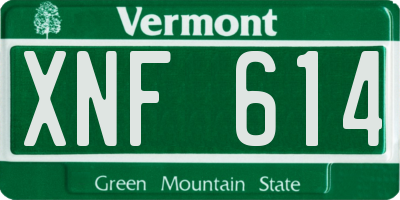 VT license plate XNF614