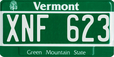 VT license plate XNF623