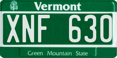 VT license plate XNF630