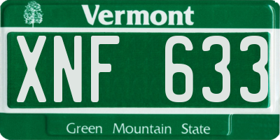 VT license plate XNF633