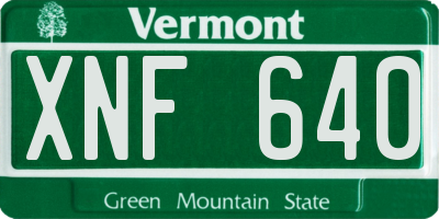 VT license plate XNF640